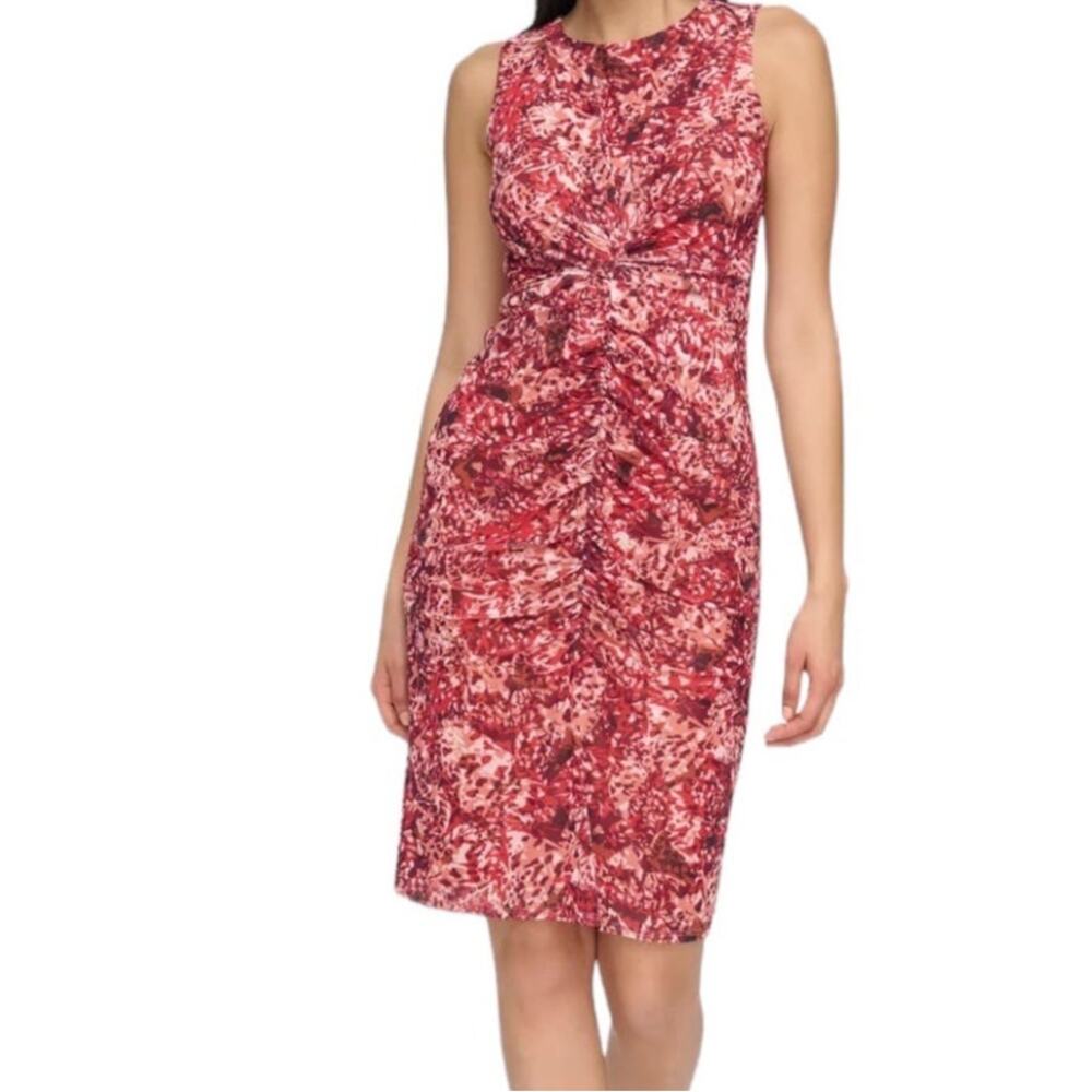 Vince Camuto dress floral print hi low midi pink size 2